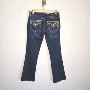 MissMe Women's Blue Denim Signature Boot Cut Altered Bottoms Jeans‎ Size 26